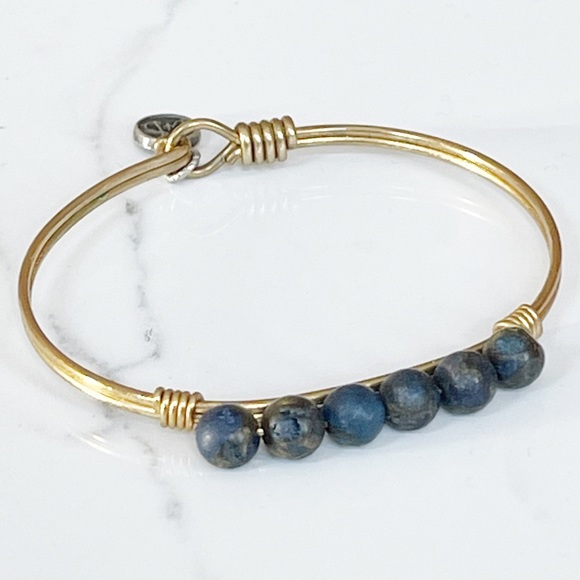 Luca and Danni Beaded Lava Stone Bangle - Picture 1 of 3